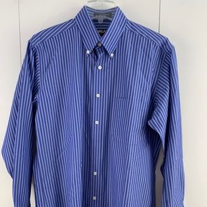 Kirkland Signature 15 1/2 32 blue striped dress sh